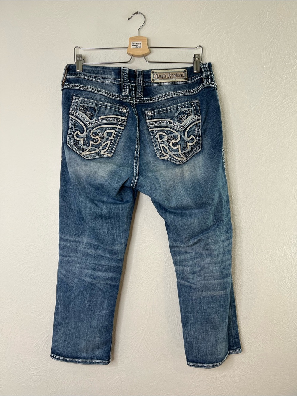 Rock and Revival Ebba Easy Crop size 32 Distressed Blue Jeans - Picture 7 of 16
